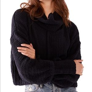 Free People Black Cowl Neck Sweater